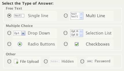 New Answer Type Buttons