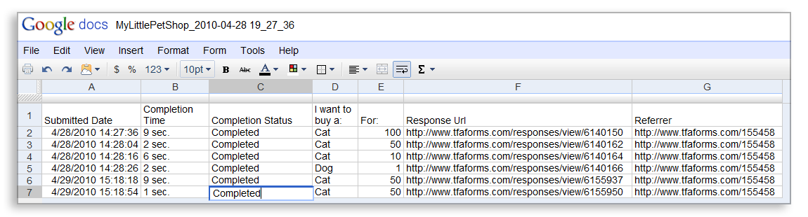 Form Data in Google Spreadsheet