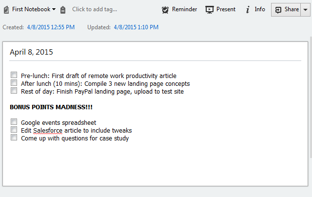 Evernote to-do list
