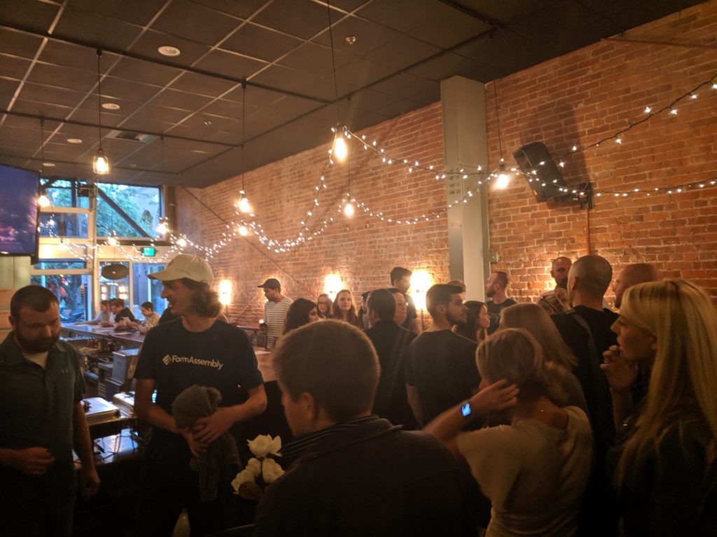 The team gathers for dinner and drinks at Belly Kitchen & Taproom in Santa Rosa.