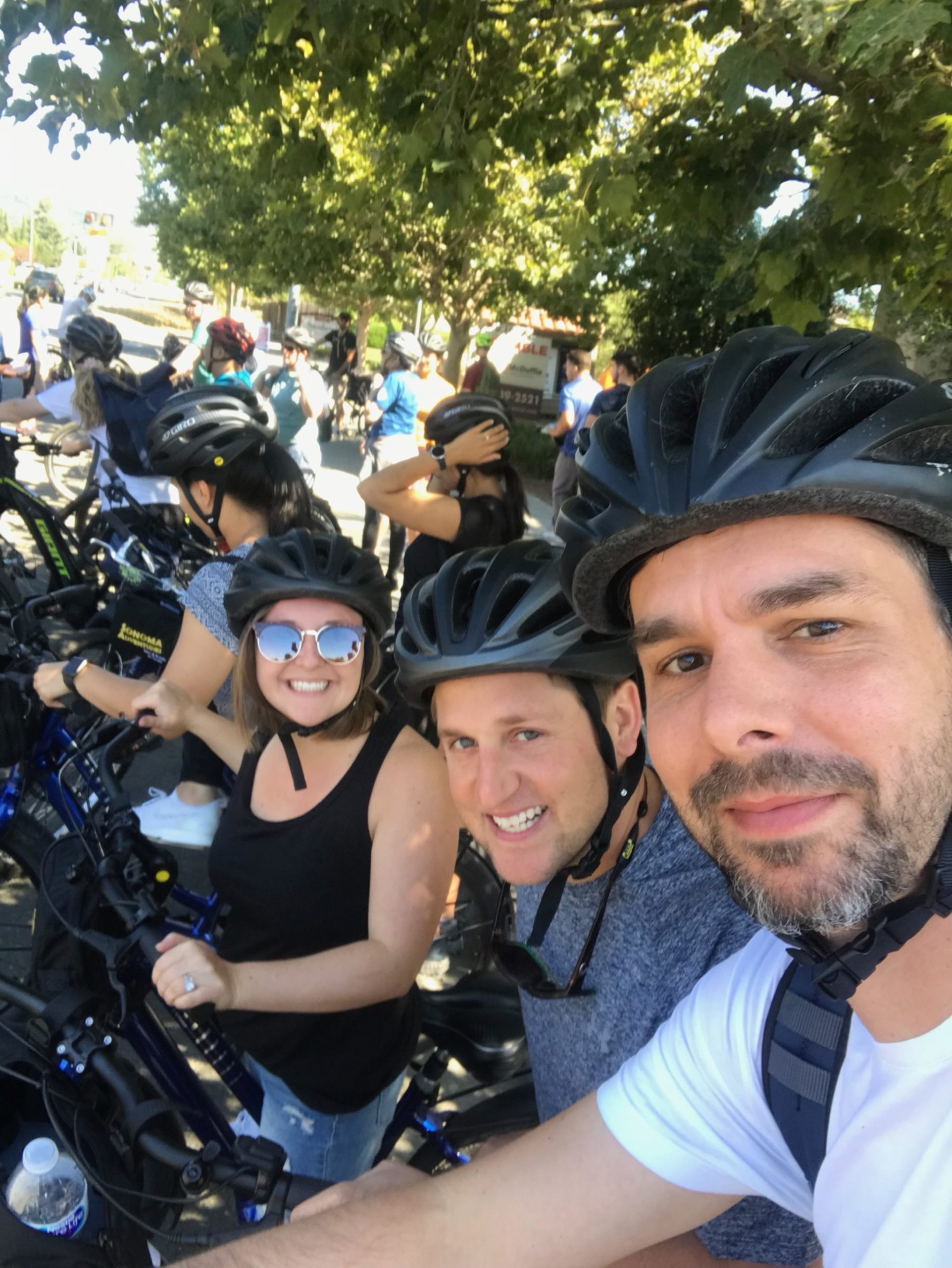 FormAssembly team members gather for a photo on a bike tour of Sonoma at the 2019 company reunion.