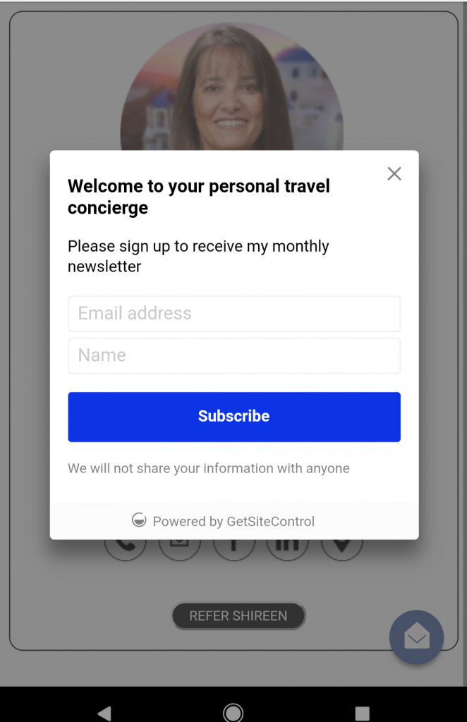 Customizable contact menu example