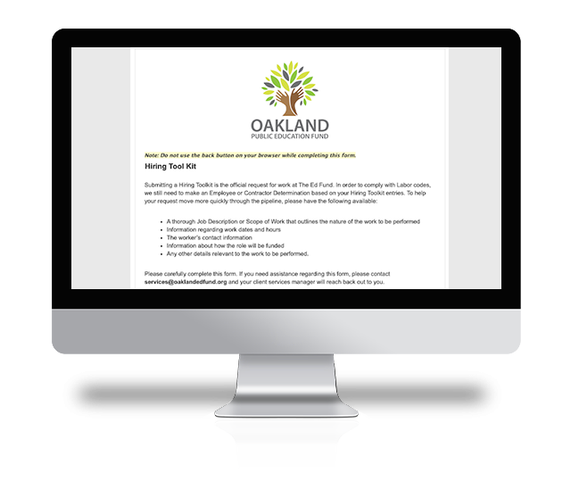 hiring process webpage example