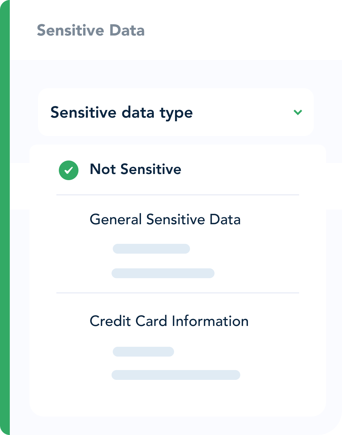 sensitive information form panel