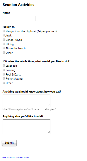remote company reunion form