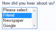 selection list
