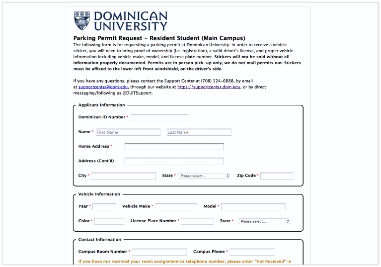 higher ed form builder example