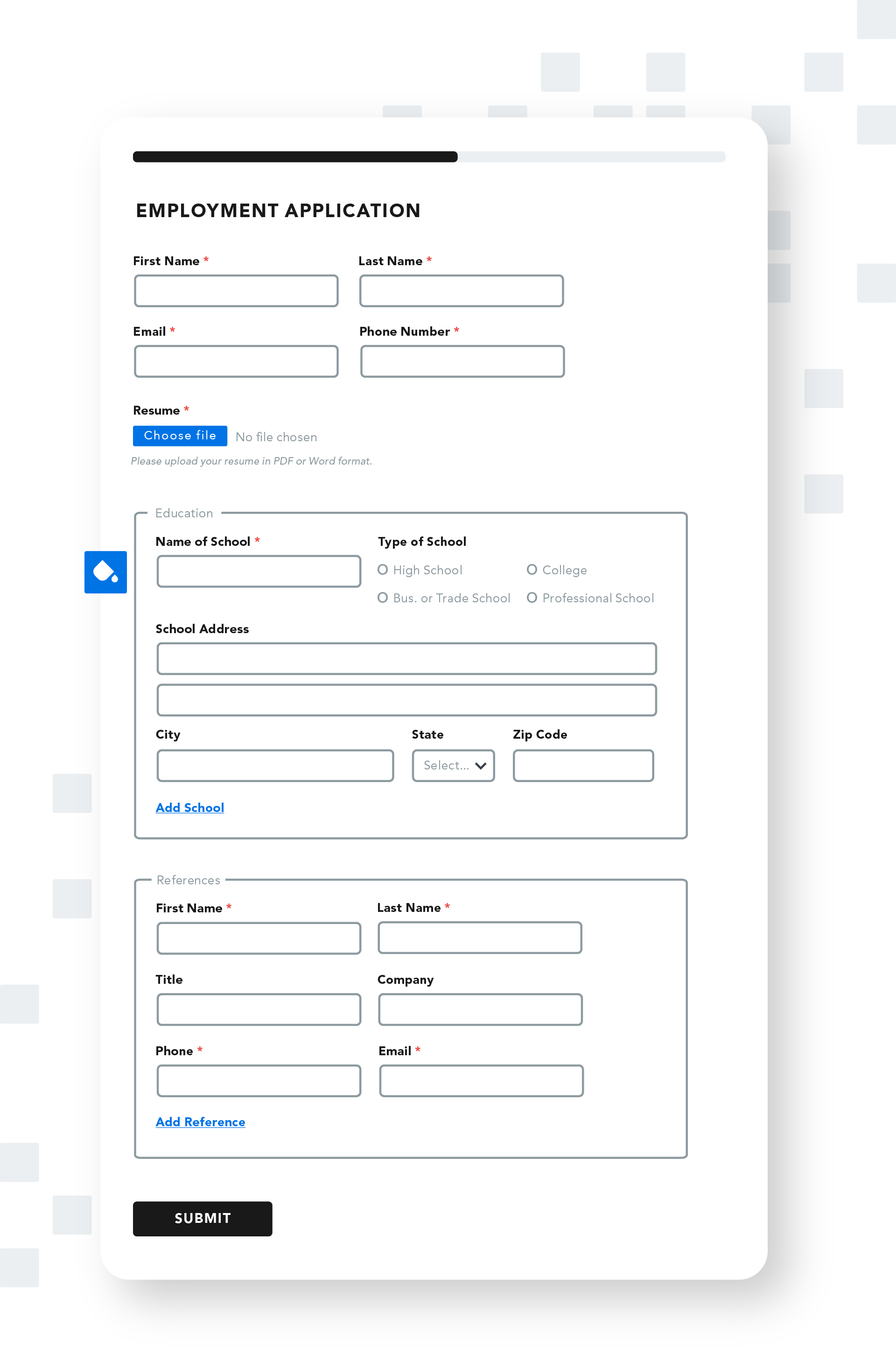 example of an online application form